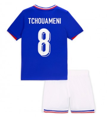 Frankrig Aurelien Tchouameni #8 Replika Babytøj Hjemmebanesæt Børn EM 2024 Kortærmet (+ Korte bukser)